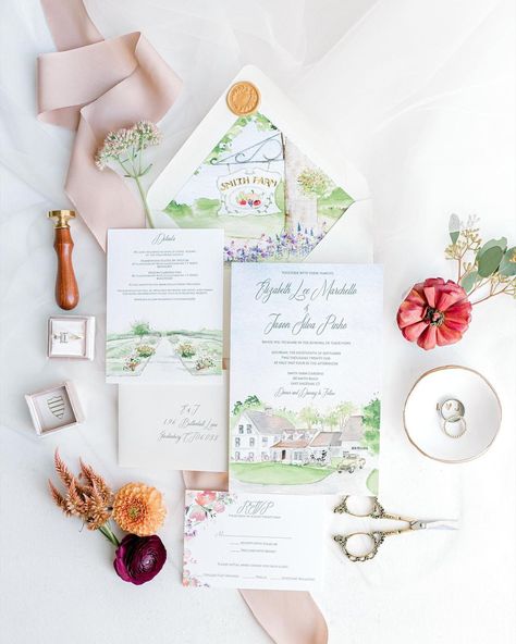 Mindy Briar Photography on Instagram: “Absolutely love Liz and Jay’s idyllic wedding invitation suite for their beautiful wedding this past September at @smithfarmgardensct !” Farm Wedding Invitations, Light Blue Wedding Invitations, Watercolor Wedding Invitation Suite, Crest Wedding Invitations, French Blue Wedding, Wedding November, Art Wedding Invitations, Wedding Invite Ideas, Classic Weddings