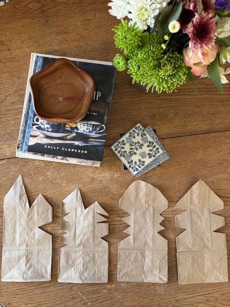 Paper Bag Snowflake Pattern - Elizabeth Santelmann Lunch Bag Snowflake Patterns, Brown Paper Bag Snowflakes Diy, Paper Bag Snowflake Patterns, Snowflake Paper Bag, Paper Bag Snowflakes Diy, Lunch Bag Snowflakes, Paper Bag Snowflakes, Christmas Bible Study, Bag Snowflakes