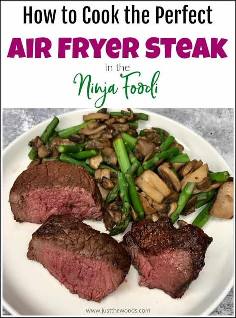 Ninja Foodi Steak, Steak Cooking Chart, Ninja Air Fryer Recipes, Air Fryer Ninja Foodi, Delmonico Steak, Air Fryer Ninja, Ninja Grill, Ninja Foodie Recipes, Ninja Cooking System Recipes