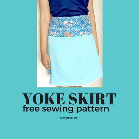 pattern for a skirt with yoke and an elasticized back with zippered opening on one side. Yoke Skirt Pattern, Aline Skirt Pattern, Diy Skirt Pattern, Elastic Waist Skirt Pattern, Skirt With Yoke, Yoke Skirt, Flared Skirt Pattern, A Line Skirt Pattern, Diy Clothes Patterns