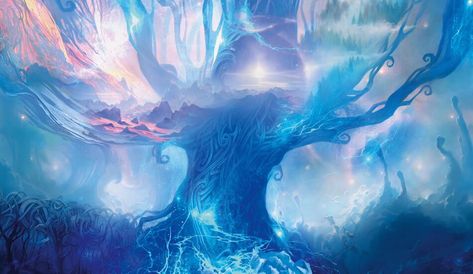 Magic: The Gathering, World Tree, Fantasy Tree, Mtg Art, Mystical World, Fantasy Places, Fantasy Art Landscapes, Fantasy Dragon, Fantasy Concept Art