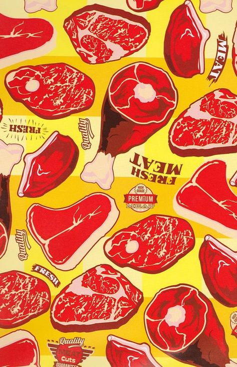 Meat Illustration, Meat Drawing, Meat Art, Meat Shop, Food Gallery, Blood Art, Paper Book, Food Drawing, Food Illustrations