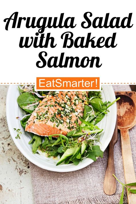 Low Carb High Protein Dinner, Salmon Arugula, Arugula Recipes, Arugula Salad Recipes, Low Carb High Protein, High Protein Dinner, Salads To Go, Protein Dinner, Saltwater Fish