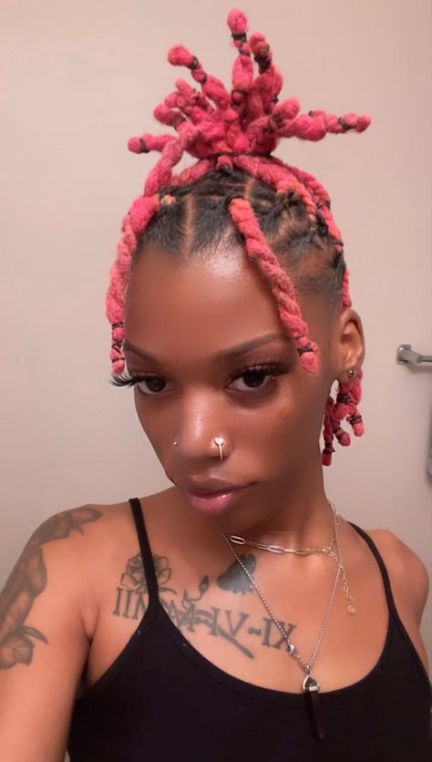 Two Strand Twist Style On Short Locs, Two Strand Ponytail Locs, Pink Two Strand Twists, Two Strand Twist Loc Hairstyles, Double Strand Twist Locs, Short Two Strand Twist Locs, Two Strand Twist Loc Styles, Two Strand Twist On Locs, Loc Two Strand Twist