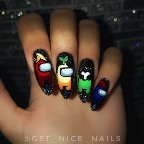 Among Us Nails, Eye Nail Art, Design Board, Us Nails, Among Us, Acrylic Nail Designs, Nail File, Long Nails, Fun Nails