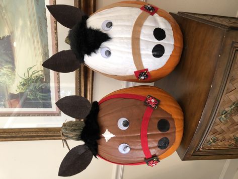 Bull Pumpkin Painting, Cat In The Hat Painted Pumpkin, Pumpkin Painting Ideas Farm Animals, Animal Pumpkins Decorating, Lion Pumpkin Painting, Painted Pumpkins Animals, Cow Pumpkin Decorating, Horse Pumpkin Decorating, Cowgirl Pumpkin Painting