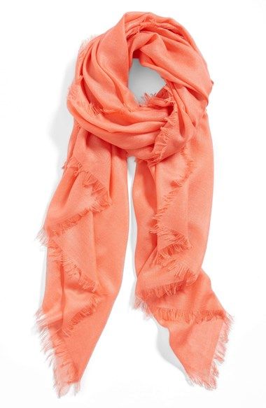 Nordstrom Cashmere Blend Eyelash Wrap | Nordstrom Coral Outfits, Coral Scarf, Art Scarves, Pretty Scarves, Coral Peach, Summer Styles, Fashion 101, Beautiful Style, Inspiration Mode