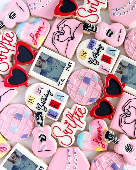 FINALLY got to fulfill my dreams of creating a Taylor Swift set ✨ . . . . #taylorswift #ts #taylorswiftcookies #cookies #customcookies #customsugarcookies #tswift #swiftie #swifties #sugarcookies #sugarcookie #sugarcookiesofinstagram #sugarcookiedecorating Taylor Swift Christmas Cookies, Taylor Swift Royal Icing Cookies, Taylor Swift Themed Cookies, Taylor Swift Birthday Cookies, Swiftie Cookies, Taylor Swift Cookies Decorated, Taylor Swift Sugar Cookies, Taylor Swift Themed Snacks, Taylor Swift Cookies