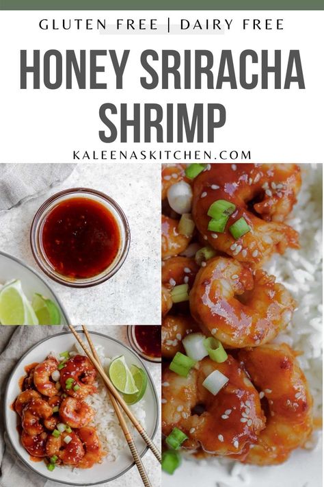 Honey Sriracha Shrimp Bowl, Sweet And Spicy Shrimp Recipes, Shrimp Glaze Sauces, Recipes With Sriracha, Siracha Recipes, Honey Sriracha Shrimp, Shrimp Ideas, Sriracha Sauce Recipe, Sriracha Shrimp