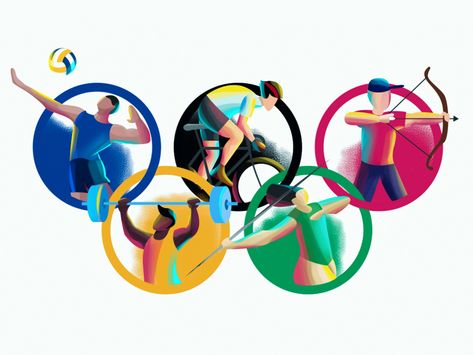 International Olympic Day, Sports Day Poster, Sports Illustrations Art, Sports Illustrations Design, Olympic Logo, Illustration Design Graphique, Olympic Theme, Olympic Rings, Day Illustration