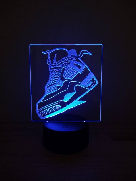 Jordan Decor, Library Bedroom Ideas, Sneaker Gala, Jordan Gift, Basketball Decor, Handcrafted Christmas Cards, Basketball Decorations, Sneaker Ball, Light Desk