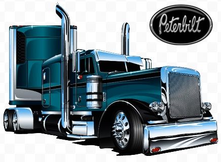 Trucker Tattoo, Trucking Humor, Custom Peterbilt, Peterbilt 359, Semi Trailer Truck, Tractor Trailer Truck, Cartoon Cars, Truck Signs, Cool Car Drawings