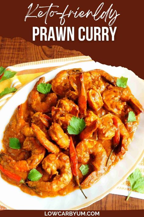 Perfectly briny with just the right amount heat, prawn curry with coconut milk is a dinner sure to please. It's keto-friendly too! Jumbo Shrimp Recipes, Coconut Prawns, Seafood Casserole Recipes, Keto Curry, Curry With Coconut Milk, Prawn Masala, Slow Cooker Curry, Raw Prawns, Low Carb Slow Cooker