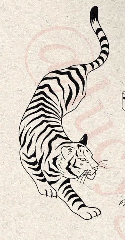 Tattoo Ideas Female Waistline, Line Tiger Tattoo, Simple Tiger Tattoo Outline, Simple Tiger Drawing, Tiger Drawing Simple, Simplistic Tiger Tattoo, Minimalistic Tiger Tattoo, Tiger Tattoo Stencil, Tiger Tattoo Illustration