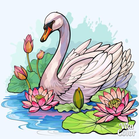 Swan Drawing, Boho Art Drawings, Nature Art Drawings, Beautiful Swan, Beautiful Art Paintings, Beautiful Tattoo, Abstract Art Painting Diy, Nature Art Painting, Delicate Flowers