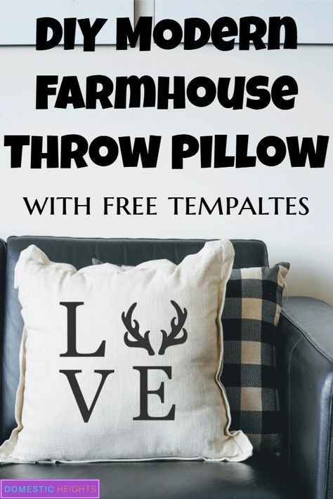 Cricut Pillows Ideas, Stencil Pillows Diy, Diy Cricut Pillow Covers, Htv On Pillows, Custom Cricut Pillows, Make Your Own Stencils, Modern Farmhouse Diy, Farmhouse Throw Pillow, Stencil Fabric