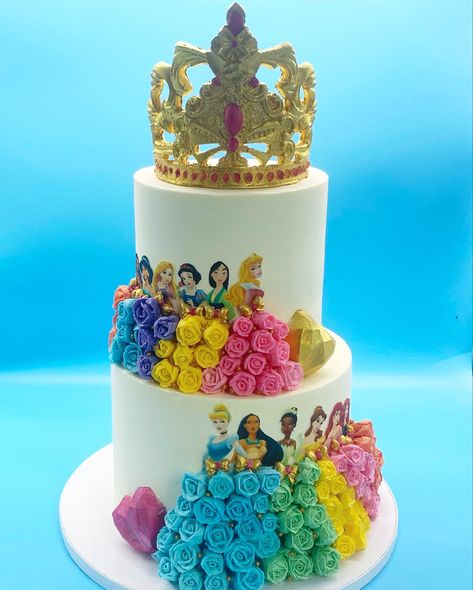 2 Tier Princess Birthday Cake, Princess Cake Disney, Disney Princesses Cake, Cake Disney Princess, Princesses Cake, African Cake, Cake 2 Tier, Disney Princess Birthday Cakes, Cake Designs For Kids