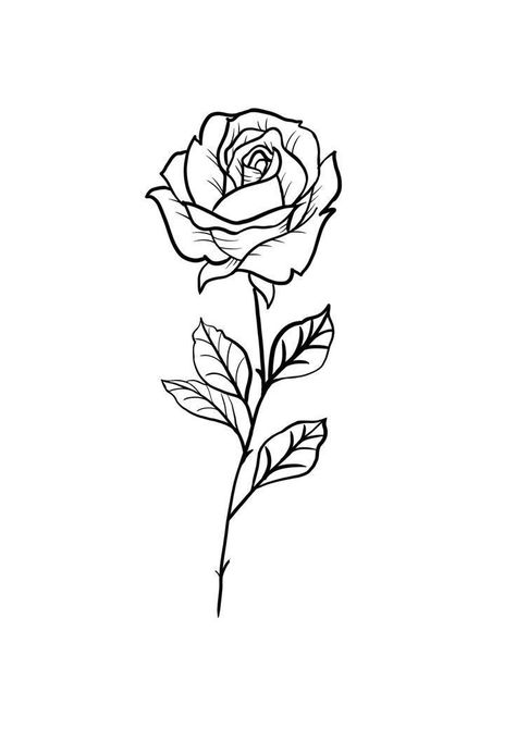 Simple Rose Tattoo, Skull Rose Tattoos, Rose Drawing Tattoo, Half Sleeve Tattoos Drawings, Rose Tattoos For Men, Rose Tattoos For Women, Small Rose Tattoo, Getting A Tattoo, Tattoo Stencil Outline