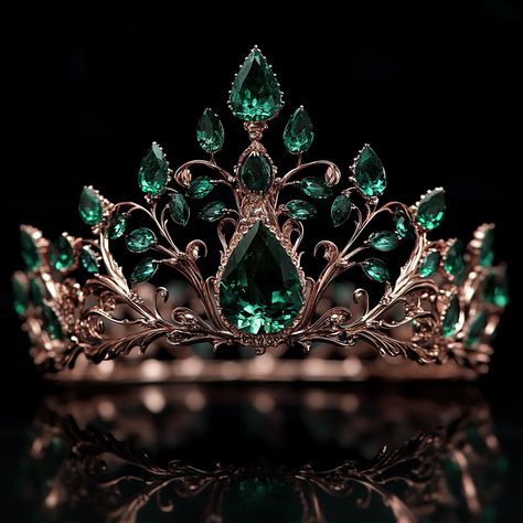 Emerald Crown Aesthetic, Emerald Princess Aesthetic, Green Queen Aesthetic, Emerald Green Crown, Crown Emerald, Emerald Crown, Emerald Tiara, Green Monochrome, Fantasy Crown