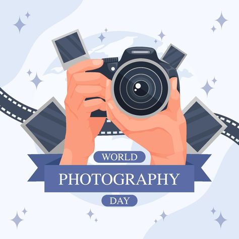 World Photography Day Concept World Photography Day, Photography Day, World Photography, Vector Art, Vector Free, For Free, Clip Art, The World, Photography