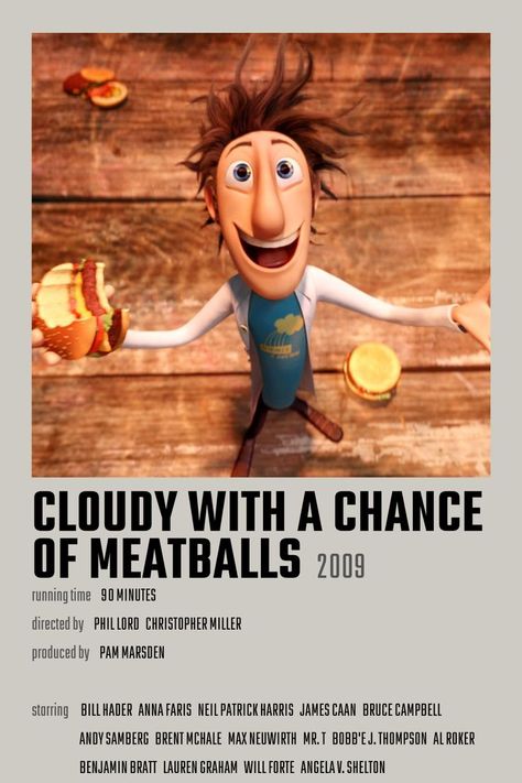 Cloudy with a Chance of Meatballs Movie Poster Old Kids Cartoons, Meatballs Movie, Old Disney Movies, Good Animated Movies, Animated Movie Posters, Disney Movie Posters, Movies To Watch Teenagers, Movie Card, Iconic Movie Posters