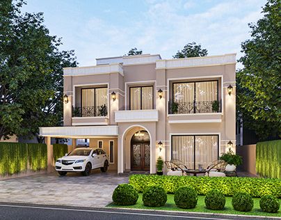 1 Kanal House Plan Front Elevation, 1 Kanal House Design, Classic Elevation, Two Story House Design, Front Facade, Classical House, Exterior Inspiration, Nice House, Front Elevation Designs