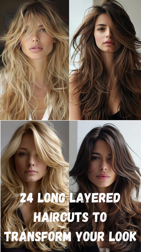 Long layers are a perfect way to add texture and movement to your hair. This guide showcases 24 long layered haircuts that range from edgy and bold to soft and feminine. Whether you're after a sleek, polished look or something more casual and effortless, these haircuts will help you achieve a dynamic and stylish transformation. Long Textured Bob Choppy Layers, Long Sleek Layered Hair, Long Layered Haircuts For Thick Hair Side Bangs, No Styling Needed Haircuts, Hair Layers For Long Hair, Soft Layer Long Hair, Fresh Long Haircut Women, Long 90s Hairstyles, Longer Hairstyles For Women