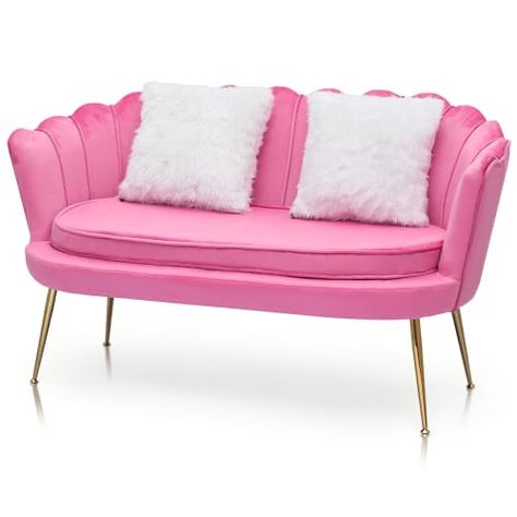 Pink Velvet Couch, Pink Couch, Tufted Loveseat, Modern Sofa Couch, Velvet Loveseat, 2 Pillows, Shell Chair, Tufted Sofa, Stylish Sofa