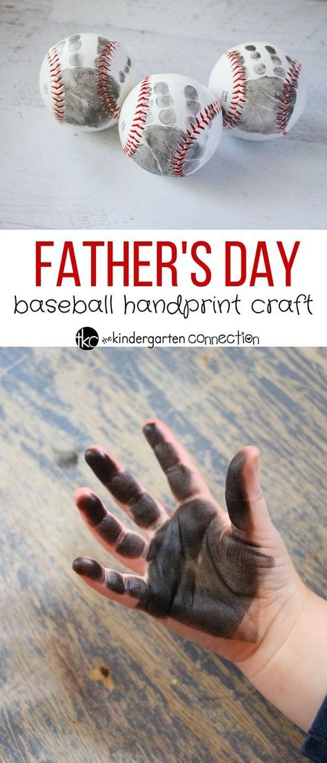 This father's day handprint craft is a quick and easy craft that will be a wonderful keepsake and memory! Simple to make with a baseball and paint. Diy Mother's Day Crafts, Easy Fathers Day Craft, Fathers Day Art, Baseball Crafts, Quick And Easy Crafts, Diy Father's Day Gifts, Handprint Craft, Mothers Day Crafts For Kids, Handprint Crafts