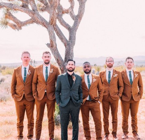 Western Mens Wedding Attire Tan, Tan And Rust Groomsmen, Groom Suit Brown Rustic, Western Groomsmen Attire Tan, Western Groomsmen Attire Brown, Mens Suit For Wedding, Suit For Wedding, 2 Piece Suit, Outdoor Fall Wedding