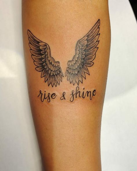 My 4th tattoo Rise And Shine Tattoo, Shine Tattoo, Rise And Shine, Word Tattoos, Tattoos Ideas, Tattoo Tattoo, Maple Leaf Tattoo, Tattoo Design, I Tattoo