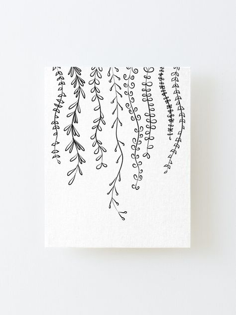 Drawings Plants Flowers, Plant Drawings Wall Art, Black And White Line Painting, Hanging Leaves Drawing, Black Line Drawing Simple, Simple Plant Drawing Ideas, Black And White Line Drawings Simple, Simple Plants Drawing, Easy Vines Drawing