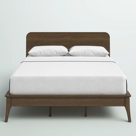 George Oliver Fiamma Bed & Reviews | Wayfair Walnut Bed, Bed Wood, Solid Wood Platform Bed, Wood Bed Frame, Solid Wood Bed, Wood Bed, Wood Platform Bed, Contemporary Bed, Panel Headboard