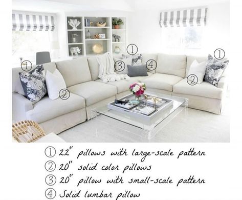 How To Style A Sectional Sofa Pillows, Throw Pillow Placement Sectional, Pillow Arrangement Couch Sectional Modern, How To Arrange Throw Pillows Sectional, Arranging Pillows On Sectional, Pillows For Sectional Couch Layout Farmhouse, Couch Pillows Sectional, Pillow Arrangement On Sectional Couch, Pillows On A Grey Sectional