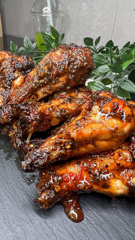 Sweet Chilli Jerk Wings Recipe https://fooooods.com/sweet-chilli-jerk-wings-reznacooks Spicy Chicken Wings, Spicy Wings, Jerk Seasoning, Sweet Chilli Sauce, Wings Recipe, Chicken Dish, Delicacy Food, Fire Cooking, Jamaican Recipes