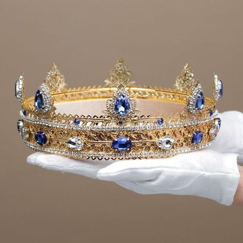 Ravenclaw Jewelry, Tatoo Crown, Crown Male, Crown Medieval, Baroque Crown, Sapphire Crown, Medieval Crown, King's Crown, Crown Aesthetic