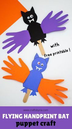 Bats Crafts Preschool, Halloween Cat Crafts, Cat Crafts Preschool, Halloween Handprint Crafts, Easy Halloween Craft, Bat Template, Craft For Toddlers, Bat Craft, Halloween Crafts Preschool