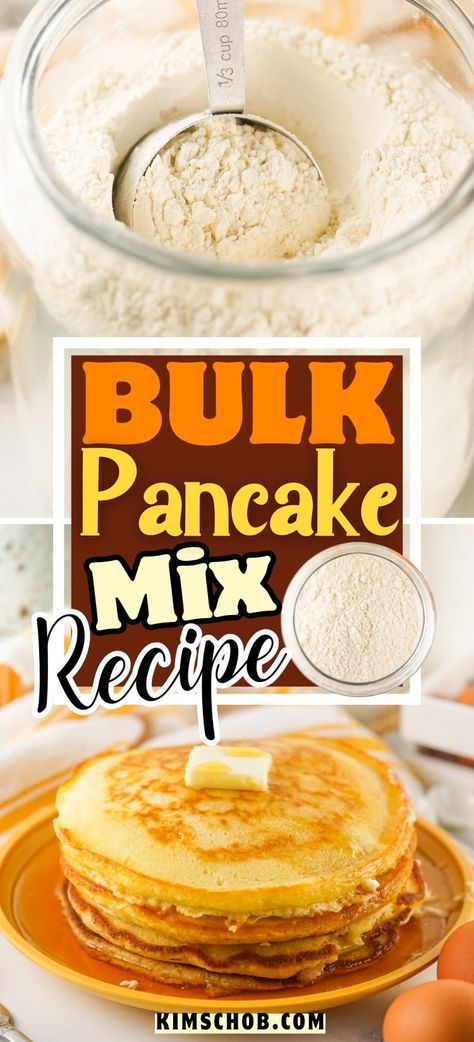 Create your own bulk pancake mix in 5 minutes with 4 pantry staples! This recipe makes 24 fluffy pancakes, offering a cost-effective alternative to store-bought. Enjoy delicious pancakes anytime while saving money with common ingredients. Perfect for breakfast lovers seeking quick, budget-friendly options! Fluffy Pancake Mix Recipe, Pancake Mix Recipe, Delicious Pancakes, Buckwheat Pancakes, Breakfast Lovers, Tasty Pancakes, How To Make Pancakes, Fluffy Pancakes, Pancake Mix