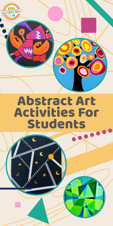 11 Abstract Art Activities for Students | Kids Activities Blog Abstract Art For Kindergarten, Schoolage Art Activities, Abstract Art Worksheet, Abstract Art For Kids, Abstract Art Projects, School Art Activities, Elementary Lessons, Activities For Students, Build Community