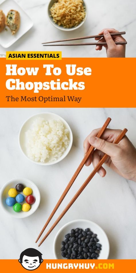 How To Use Chopsticks (Step By Step w/ Video) - Hungry Huy How To Use Chopsticks, Using Chopsticks, Chinese Foods, Japanese Chopsticks, Baking Tips, Chopsticks, Chinese Food, Japanese Food, Cooking And Baking