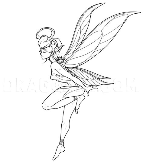 How To Draw Faeries, Simple Fantasy Drawings Art, Flying Fairy Drawing, How To Draw A Fairy Step By Step, Drawing Faeries, Fairy Sketch Pencil, Fairy Sketch Simple, Easy Fairy Drawings Simple, Arts To Draw