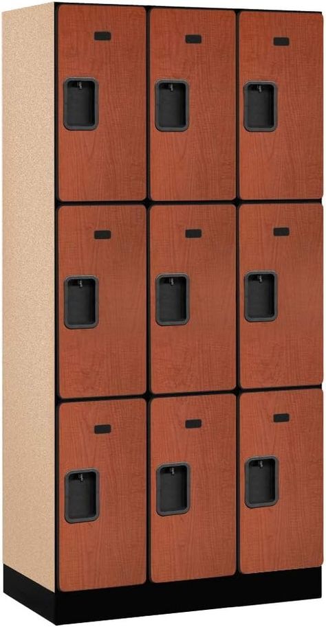 Amazon.com: Salsbury Industries 3-Tier Designer Wood Locker with Three Wide Storage Units, 6-Feet High by 18-Inch Deep, Cherry : Office Products Wood Lockers, Storage Units, Office Products, Storage Unit, Lockers, Locker Storage, Cherry, The Unit, Wood