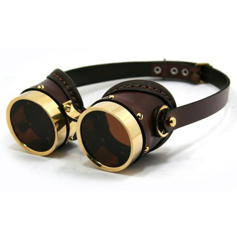 STEAMPUNK GOGGLES made of solid brass brown leather interchangeable... (840 HRK) ❤ liked on Polyvore featuring home, home decor, office accessories, steampunk, accessories, glasses, goggles, sunglasses and leather office accessories Goggles Aesthetic, Airship Pirate, Leather Office Accessories, Steampunk Outfits Women, Pirate Ideas, Steampunk Motorcycle, Otto Octavius, Moda Steampunk, Thirteenth Doctor