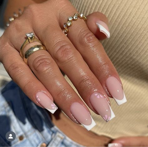 White French Tip Nail Designs Coffin, White French Tip Nails Tapered Square With Design, Ballerina Nail, Holiday Acrylic Nails, Nagel Tips, The Ballerina, Summery Nails, French Tip Acrylic Nails, Girly Acrylic Nails