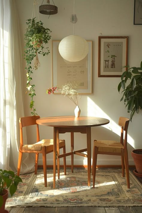 Dining Table Two Chairs, Very Small House Ideas, Small Table In Living Room, Apartment Dining Room Small Decor, Small Space Decoration Ideas, Dining Table For Studio Apartment, Very Small Dining Table, Asian Style Apartment, Dining Room Decor Small Apartments