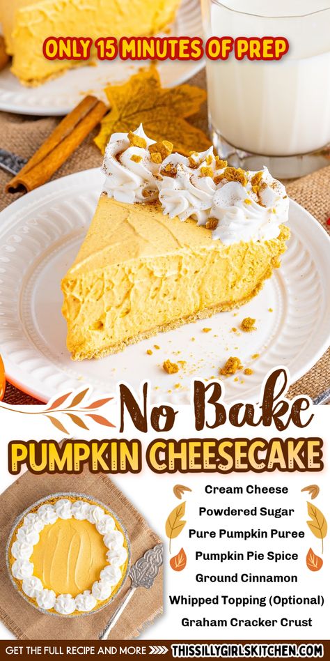 Pumpkin Cheescake, Pumpkin Cheesecake Filling, Easy Pumpkin Dessert, No Bake Pumpkin, Bake Pumpkin, No Bake Pumpkin Cheesecake, Pumpkin Pie Cheesecake, Pumpkin Cheesecake Recipes, No Bake Pumpkin Pie