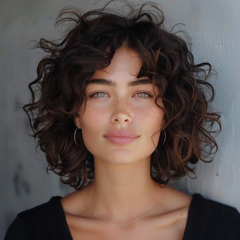 Enhance Your Curly Hair with Face-Framing Layers! - NeedleStar Short Curly Hair On Round Faces, Short Curly Hair With Face Framing, Short Curly Hair Square Face, Square Face Curly Hair, Curly Hair Square Face, Short Curly Hair With Bangs Round Face, Short Curly Layered Hair, Curly Hair Face Framing Layers, Shaggy Curly Hair Short