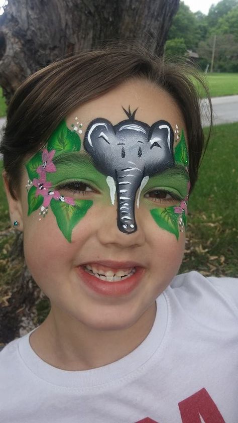 Elephant Face Paint, Painting Animals, Elephant Face, Kids Face Paint, Face Paintings, 5th Birthday, Face Painting, Circus, Face Paint