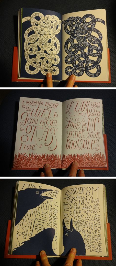 'Whitman Illuminated: Song of Myself' is an illustrated edition of Walt Whitman's iconic poem. The entire 256-page book is drawn by hand by Allen Crawford. Published by Tin House Books, release date: May 13, 2014. #art #journal #hand_lettering #illustration #myt Art Sketchbook Ideas, Song Of Myself, Tin House, Walt Whitman, Books Art, Sketchbook Ideas, Arte Sketchbook, Book Release, Handmade Books