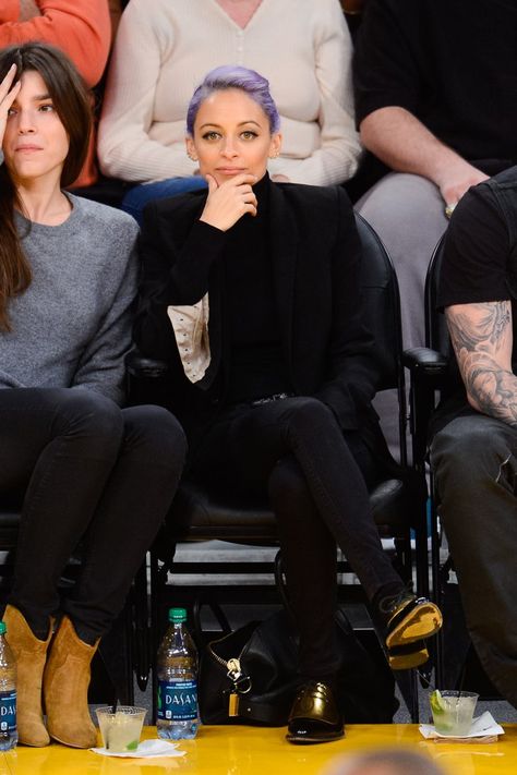 Pin for Later: The REAL Reason We're Loving Basketball? Celebrity Courtside, Nba Basketball Game Outfit Women, Basketball Game Outfit Women, Basketball Game Outfit, Joel Madden, Nba Basketball Game, Lakers Game, Girls Run The World, Nba Game